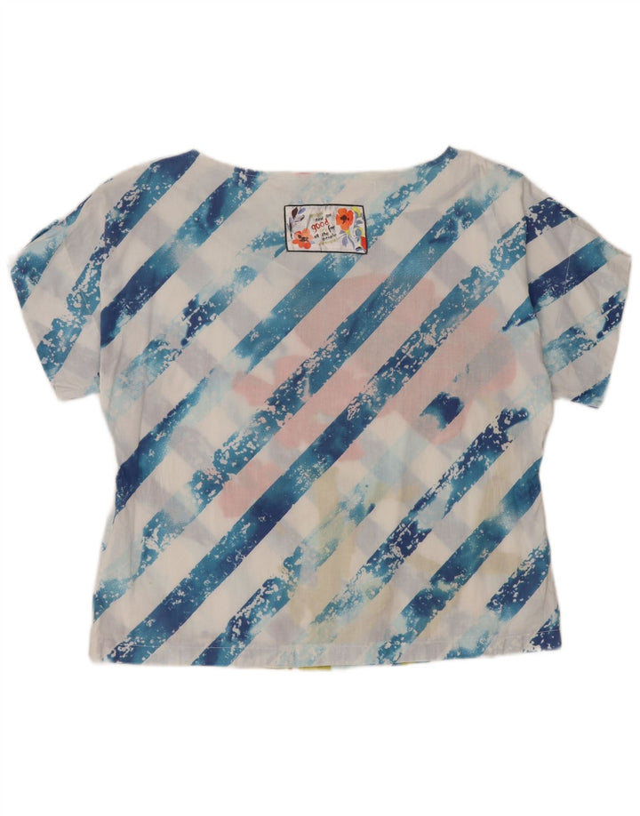 DESIGUAL gornji dio ženske grafičke bluze UK 14 srednje plave pruge