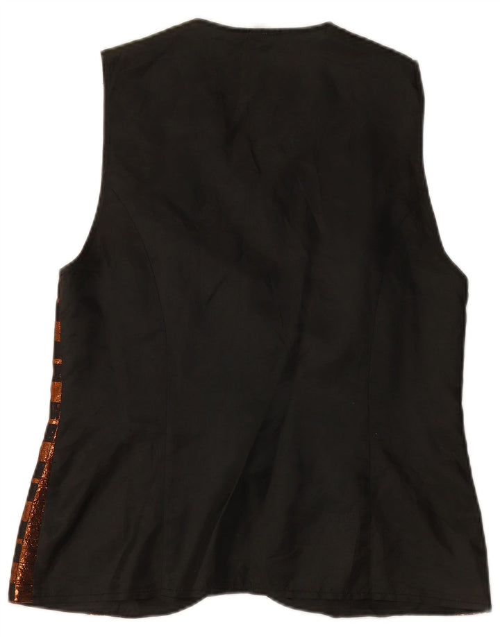 VINTAGE ženski prsluk UK 14 Srednje smeđi karirani poliester