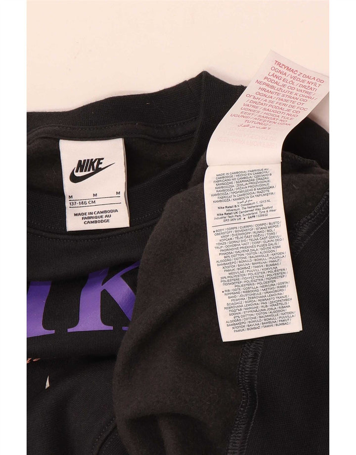 Nike Girls Oversized Graphic Sweatshirt Džemper 10-11 godina srednje crna
