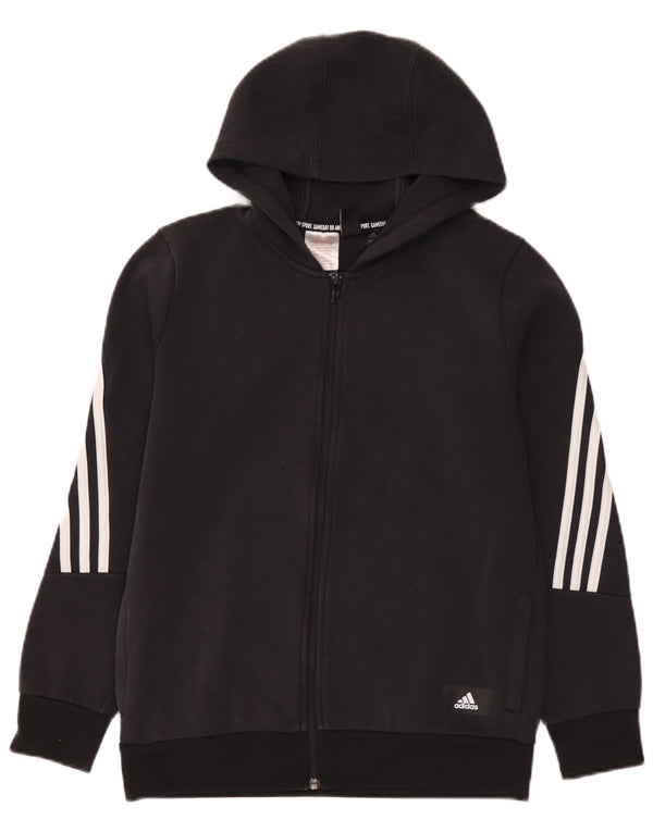 Adidas pulover s kapuljačom s patentnim zatvaračem za dječake 13-14 godina, crni pamuk