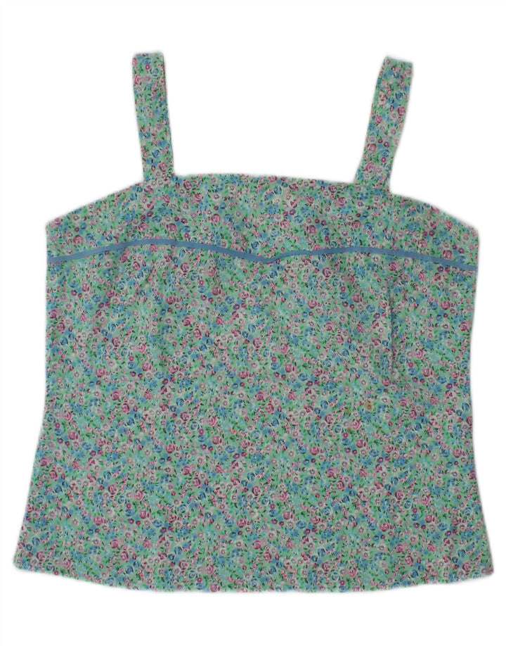 Vintage ženski Cami Top UK 10 malih tirkiznih cvjetnih