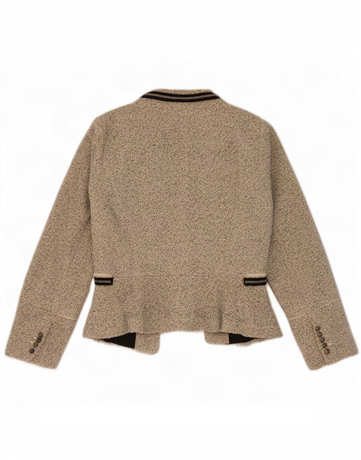 Zara ženska prevelika jakna s otvorenim sakoom UK 10 Small Beige Flected