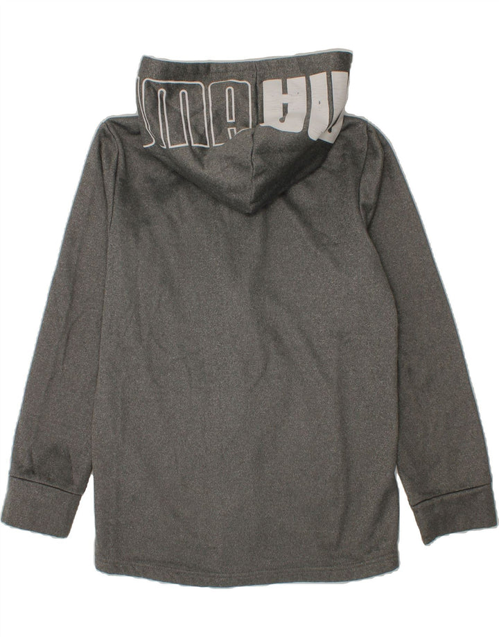 PUMA Boys Graphic Zip Hoodie Sweater 9-10 Years Medium Grey Polyester Vintage Puma and Second-Hand Puma from Messina Hembry 