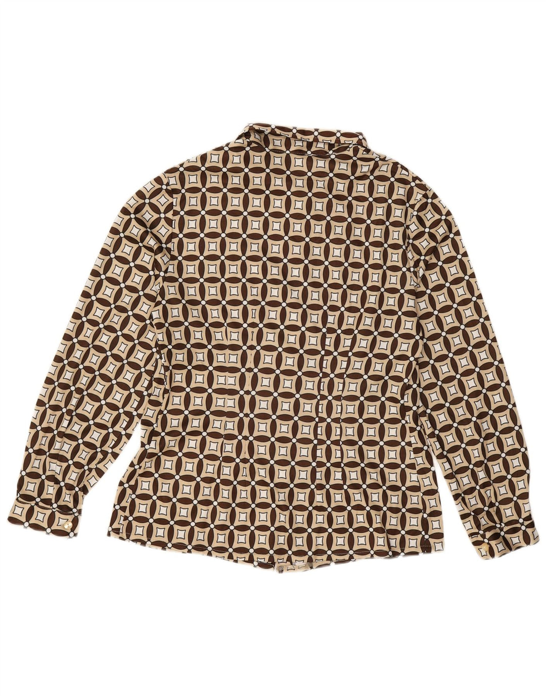 VINTAGE ženska košulja UK 16 velika bež geometrijska vuna