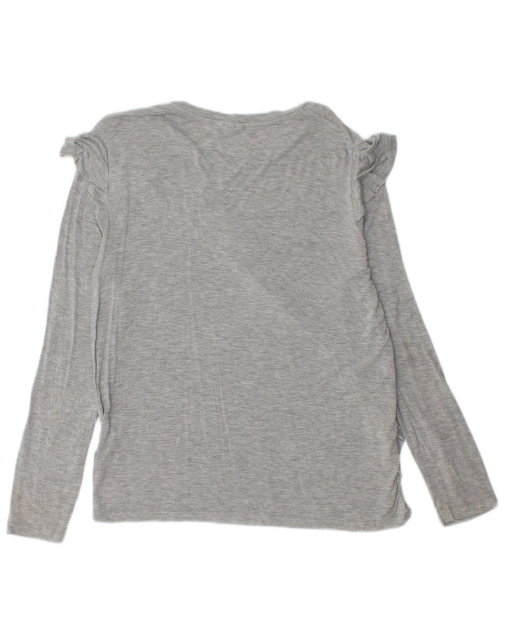 Topshop Ženska majica dugih rukava s volanima sprijeda UK 12 srednje sive mrlje