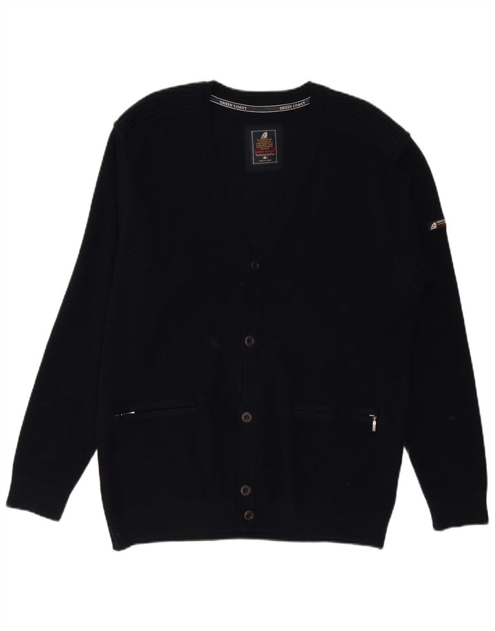 GREEN COAST Muški kardigan pulover IT 52 Velika crna merino vuna