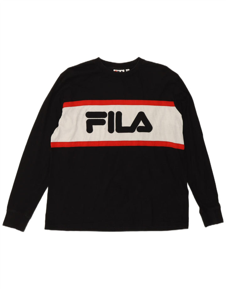 Fila ženski džemper s grafičkim motivima UK 12 srednje crne boje