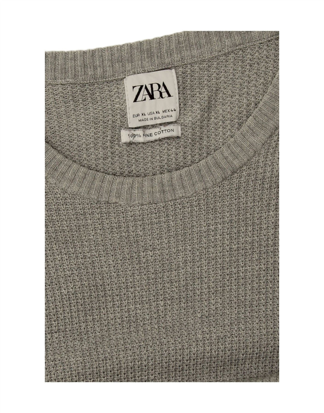 ZARA Mens Crew Neck Jumper Sweater XL Grey Cotton Vintage Zara and Second-Hand Zara from Messina Hembry 