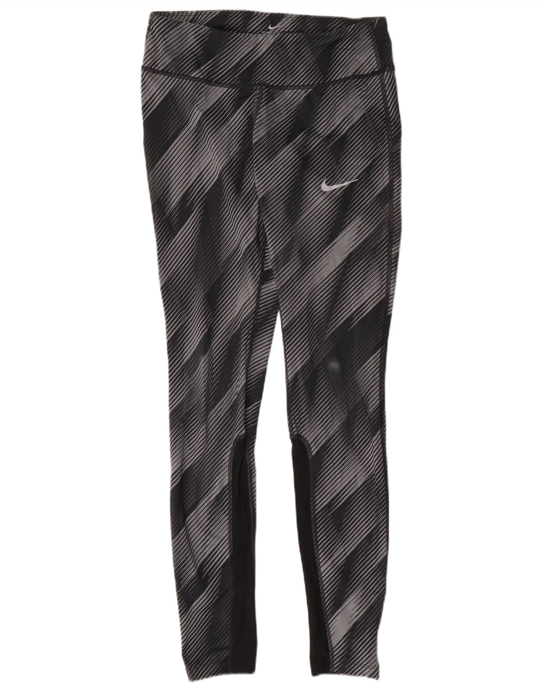 NIKE Womens Dri Fit Leggings UK 8 Small  Grey Striped Polyester