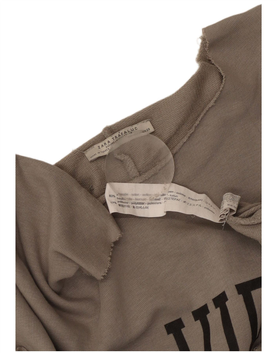 Zara ženska majica kratkih rukava s grafičkim motivima UK 14 srednje sivi pamuk