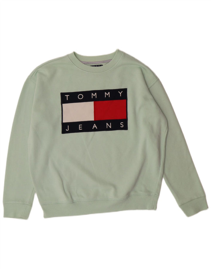TOMMY HILFIGER Mens Graphic Sweatshirt Jumper Medium Green Cotton