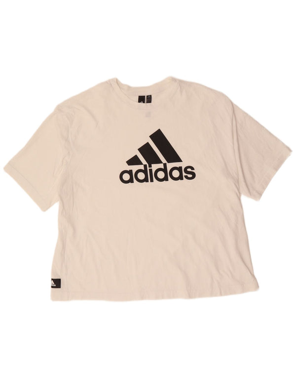 ADIDAS ženska majica kratkih rukava prekomjerne veličine UK 20/22 XL bijeli pamuk
