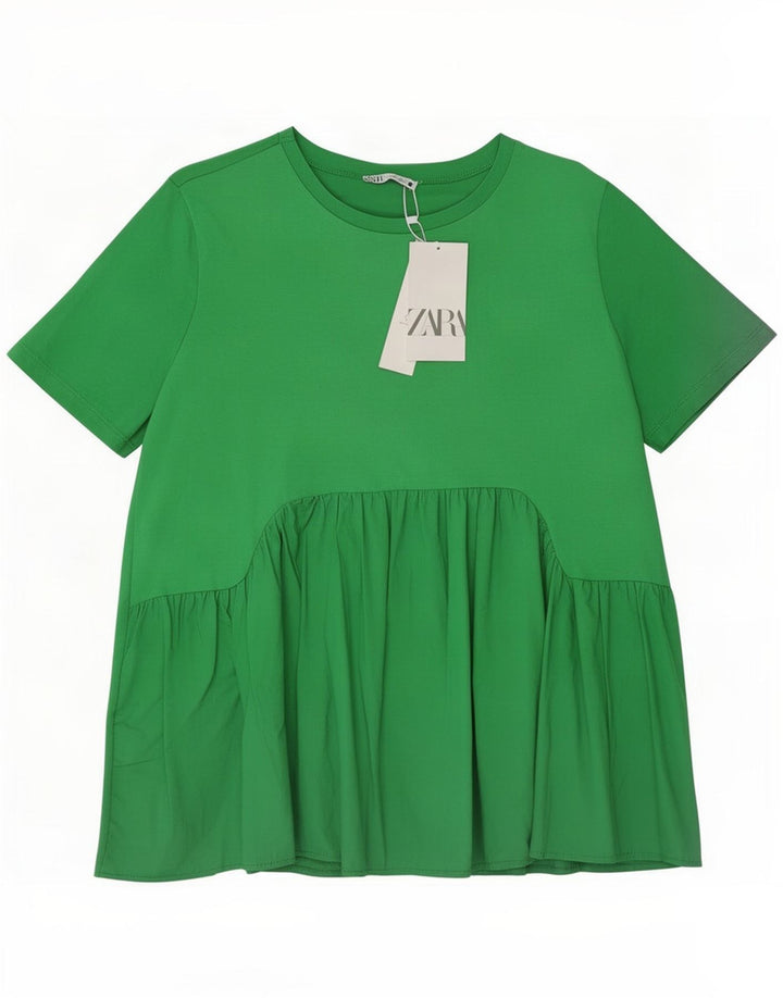 Zara ženski gornji dio bluze UK 16 Large Green Cotton