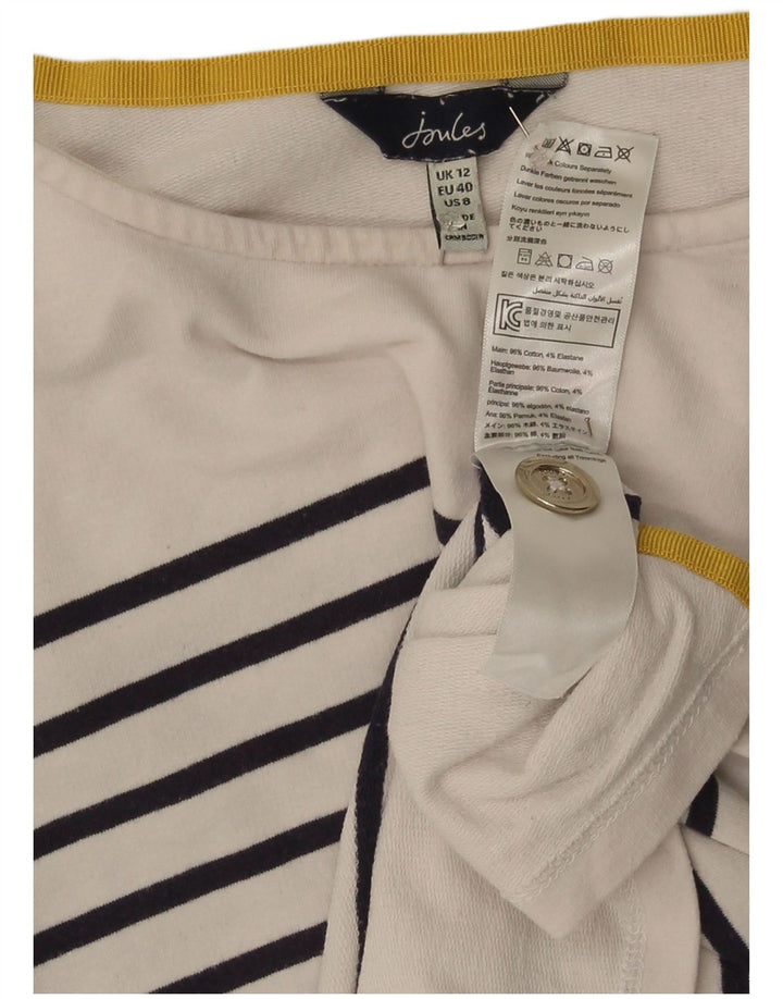 Joules Ženska majica dugih rukava UK 12 srednje bijele pruge, pamuk