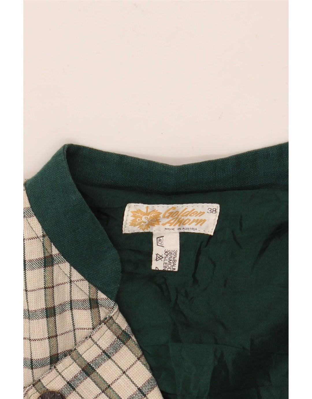 Vintage ženski sako s dvostrukim kopčanjem EU 38 srednje prljavo bijeli karirani