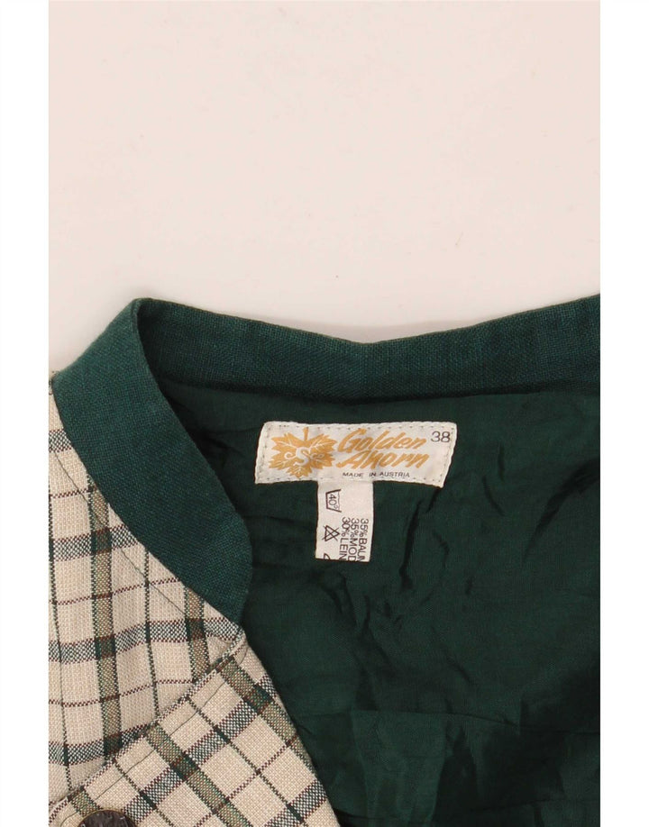 Vintage ženski sako s dvostrukim kopčanjem EU 38 srednje prljavo bijeli karirani