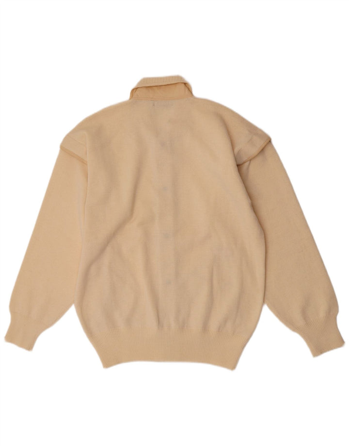 Vintage muški kardigan džemper srednje bež vune