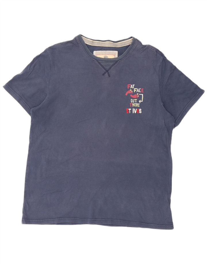 FAT FACE Mens Graphic T-Shirt Top Medium Navy Blue Cotton