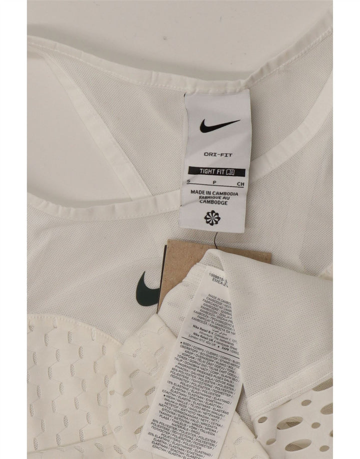 Nike ženski pripijeni prozirni kratki prsluk UK 8 mali bijeli poliester