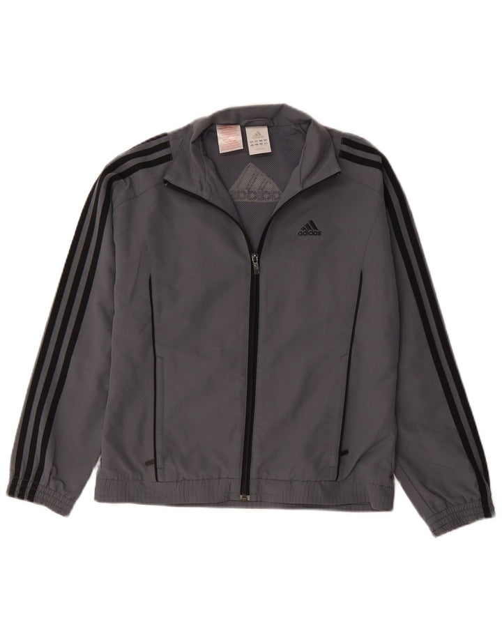 Gornja jakna od trenirke Adidas za dječake 11-12 godina, siva poliester