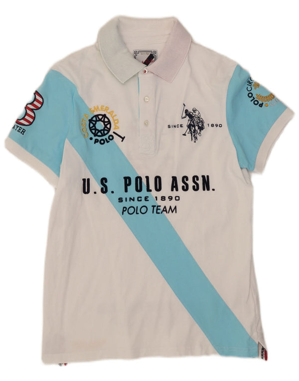 U.S. Polo Assn. Boys Graphic Polo Shirt 13-14 Years White Colourblock