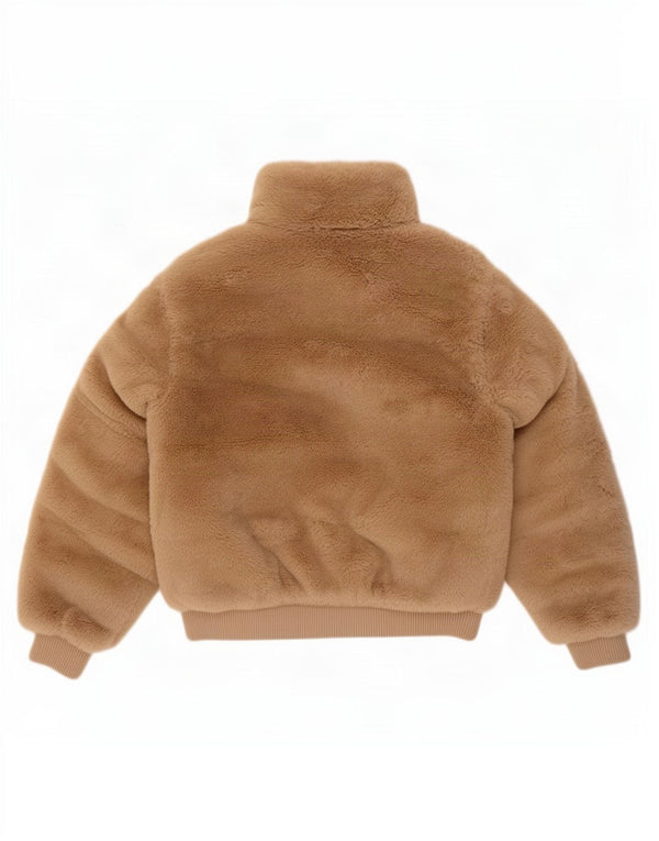 Zara Girls Teddy Bear Bomber Jacket 9-10 Years Beige Polyester
