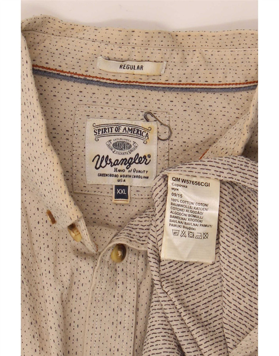 Wrangler muška majica standardnog kroja 2XL bež pamuk na točkice