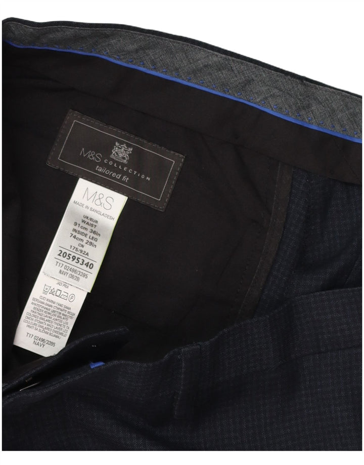 Marks & Spencer muške hlače skrojenog kroja W36 L29 tamnoplavi karirani
