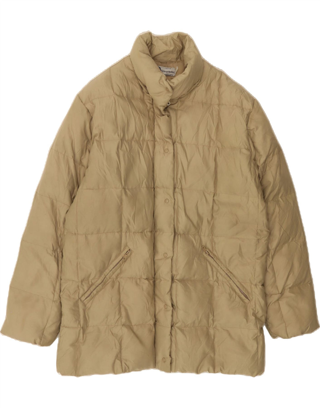 SERGIO TACCHINI Womens Oversized Padded Coat UK 14 Medium Beige Vintage Sergio Tacchini and Second-Hand Sergio Tacchini from Messina Hembry 