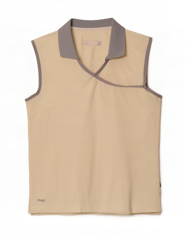 Ping Ženska polo majica bez rukava UK 14 Large Off White Colourblock Najlon