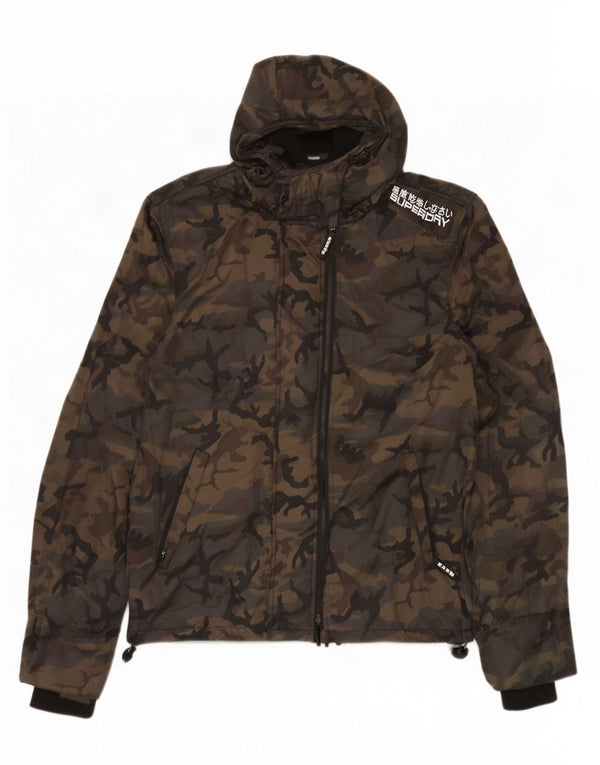 Superdry muška kišna jakna s kapuljačom UK 42 XL višebojni kamuflažni najlon