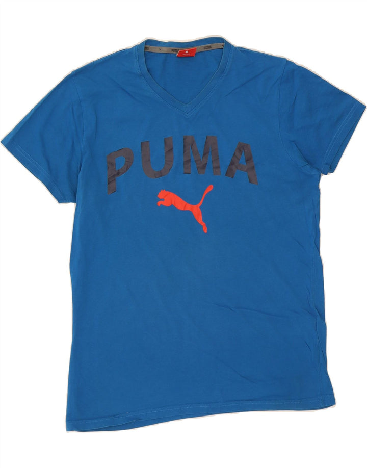PUMA Mens Graphic T-Shirt Top Large Blue Cotton Vintage Puma and Second-Hand Puma from Messina Hembry 