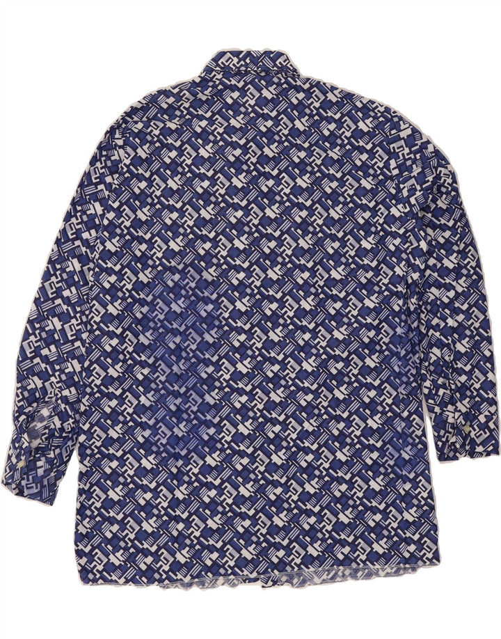 VINTAGE Mens Abstract Pattern Shirt Medium Blue Vintage Vintage and Second-Hand Vintage from Messina Hembry 