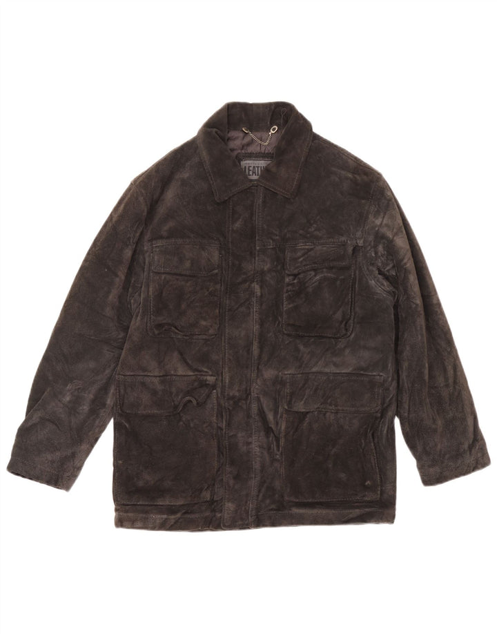 Vintage ženska velika vjetrovka od brušene kože UK 10 Mala siva kožna