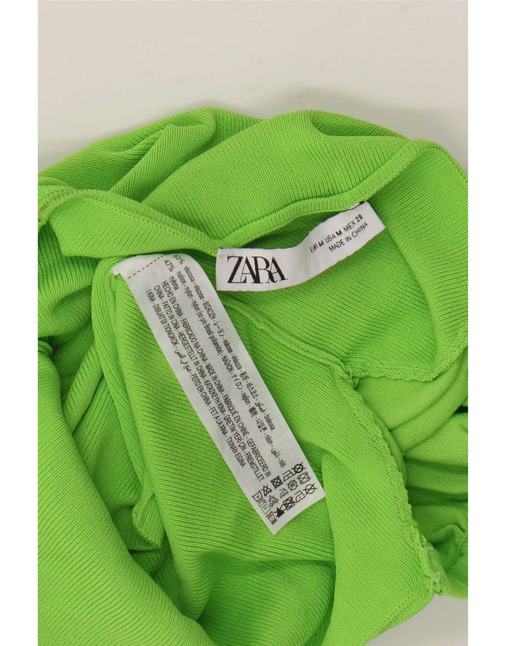 Zara ženska majica s otvorenim ramenima UK 12 Srednje zelena viskoza