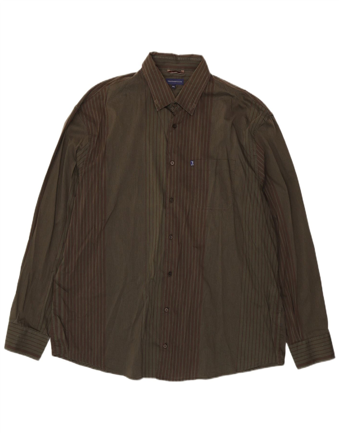 Trussardi Jeans muška košulja 3XL kaki prugasti pamuk