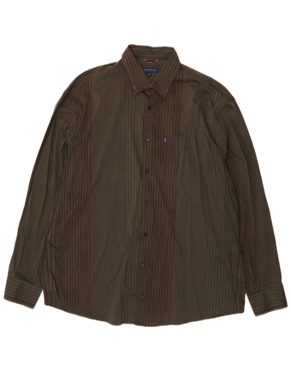 Trussardi Jeans muška košulja 3XL kaki prugasti pamuk