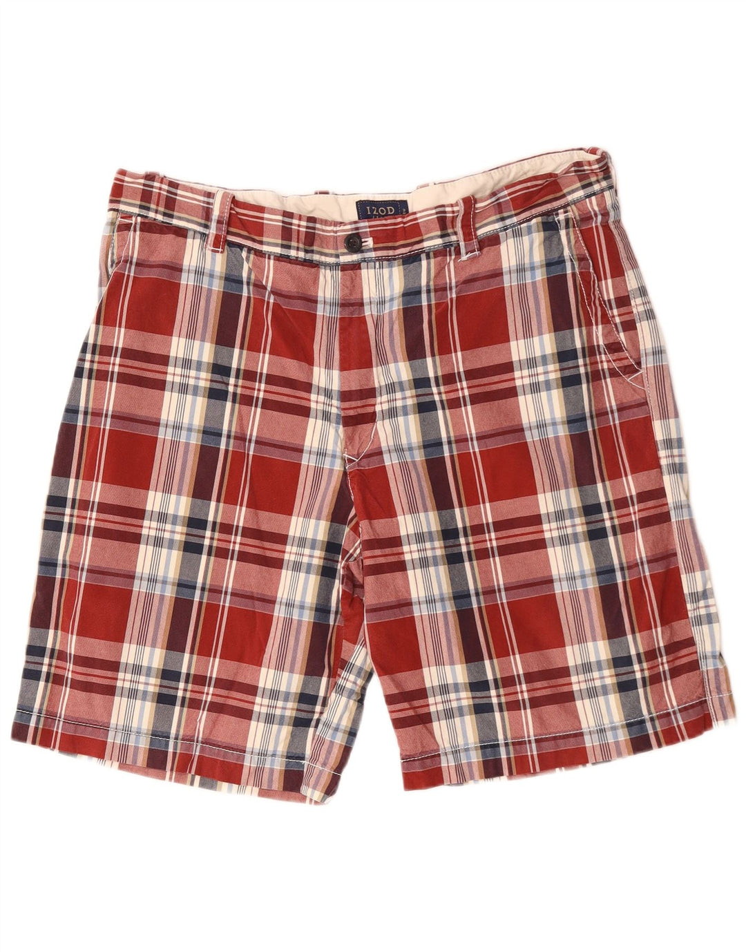 IZOD Muške chino kratke hlače W38 XL, crveni karirani pamuk