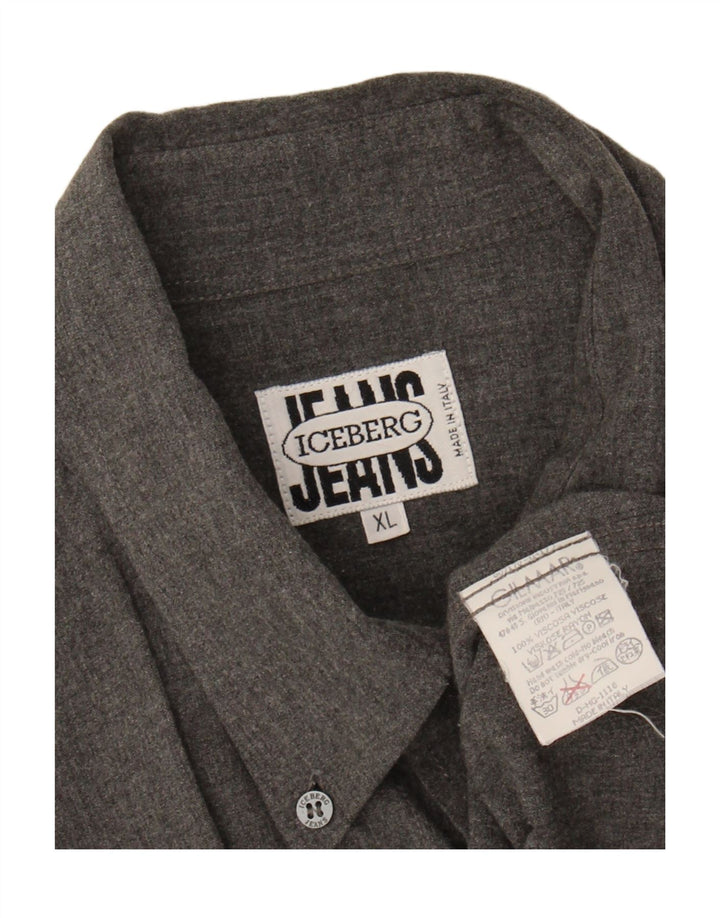 ICEBERG Mens Shirt XL Grey Viscose Vintage Iceberg and Second-Hand Iceberg from Messina Hembry 