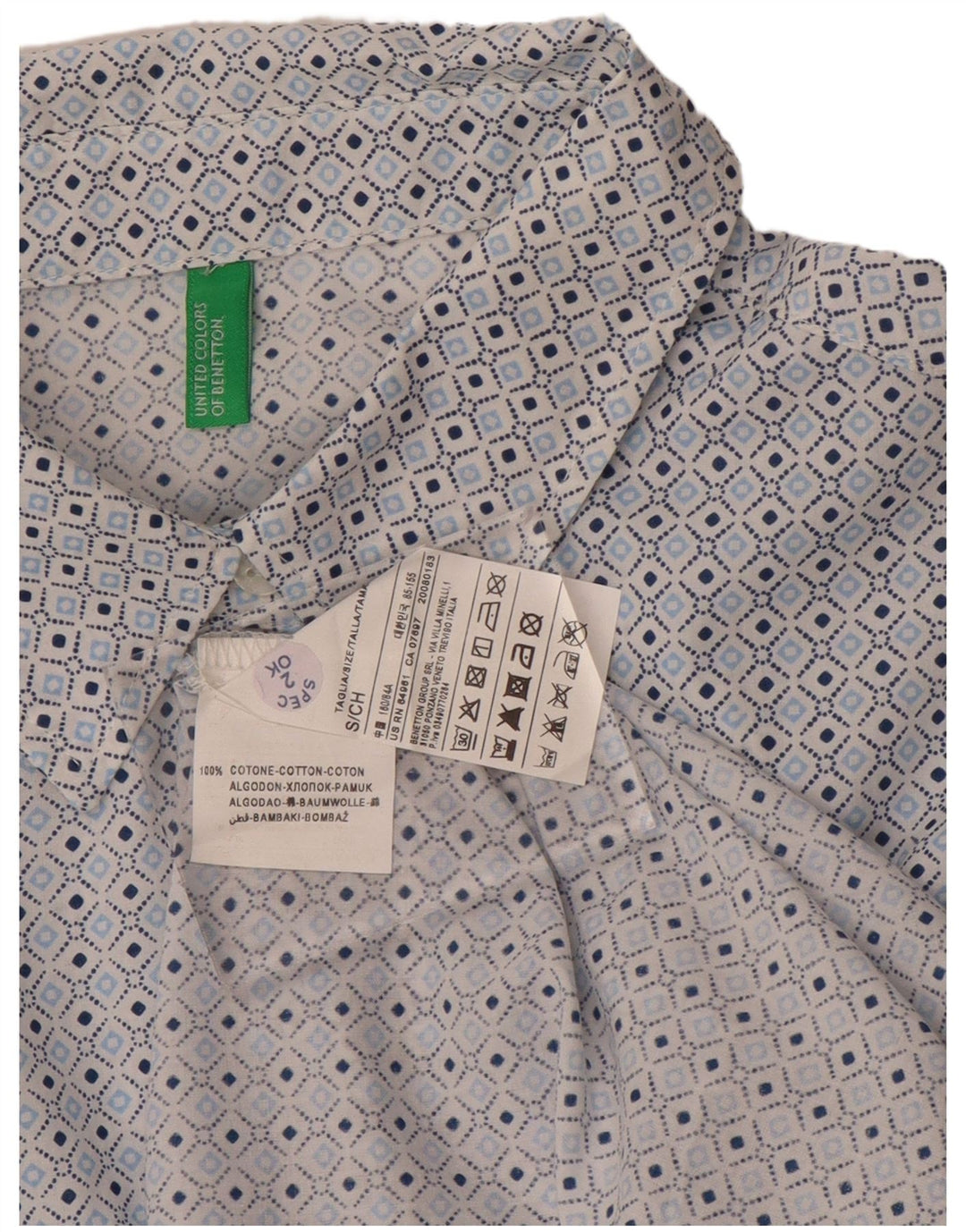 Benetton ženska majica mala plava geometrijska pamuk