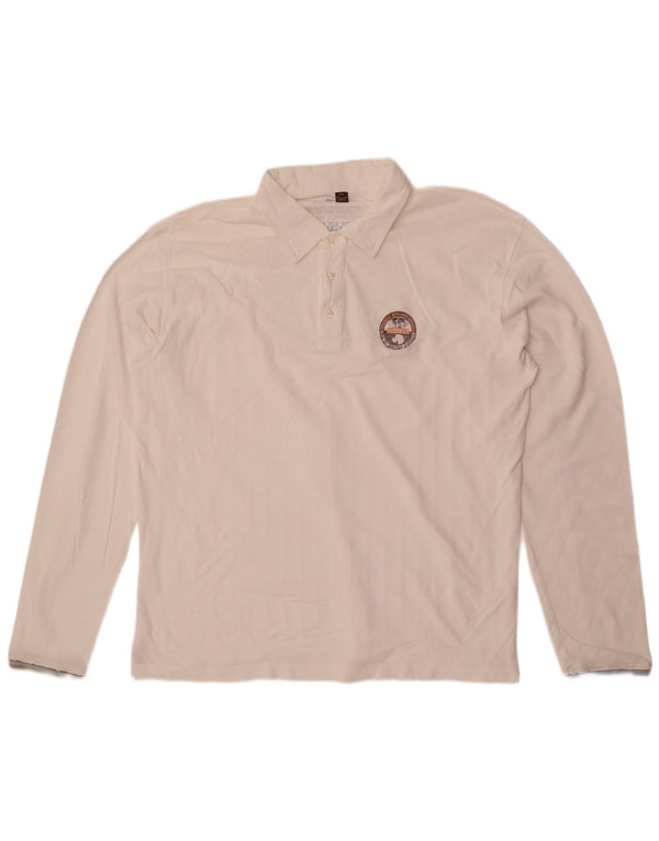 Napapijri muška grafička polo majica dugih rukava 3XL bijeli pamuk