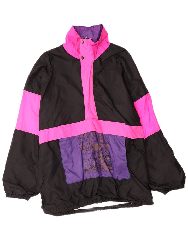 VINTAGE muška anorak jakna s kapuljačom UK 38 Srednje crna poliamidna boja