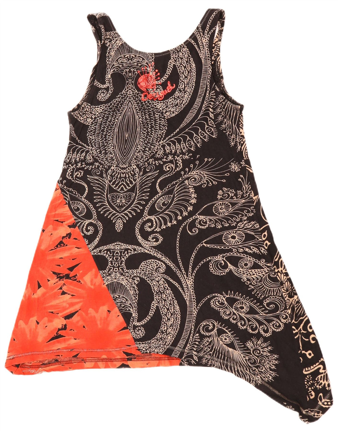 DESIGUAL ženska asimetrična tunika bez rukava UK 10 Mala crna cvjetna