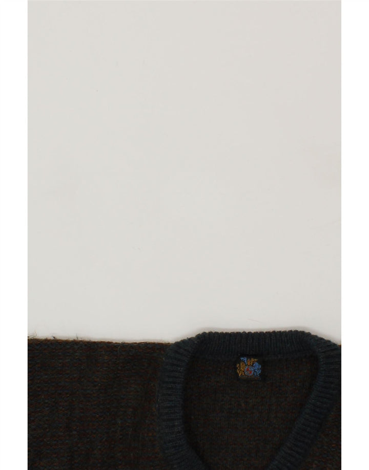 INGRAM Mens V-Neck Jumper Sweater Large Brown Colourblock Acrylic Vintage Ingram and Second-Hand Ingram from Messina Hembry 
