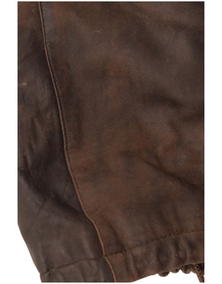 VINTAGE ženski kožni kaput s kapuljačom EU 38 srednje smeđa koža