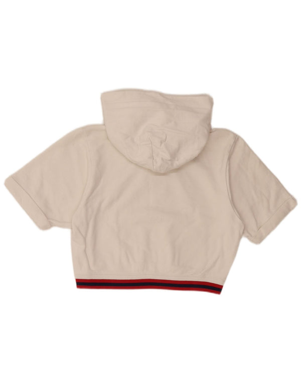 CHAMPION Ženska skraćena majica s kapuljačom kratkih rukava UK 10 Mala bijela