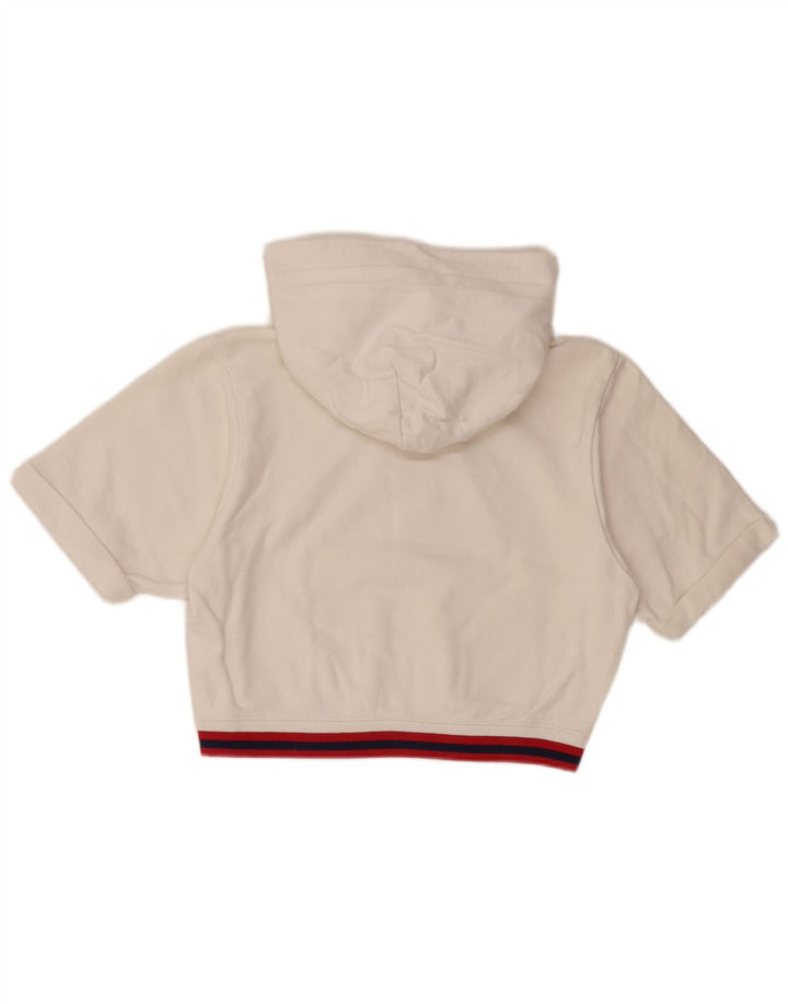 CHAMPION Ženska skraćena majica s kapuljačom kratkih rukava UK 10 Mala bijela