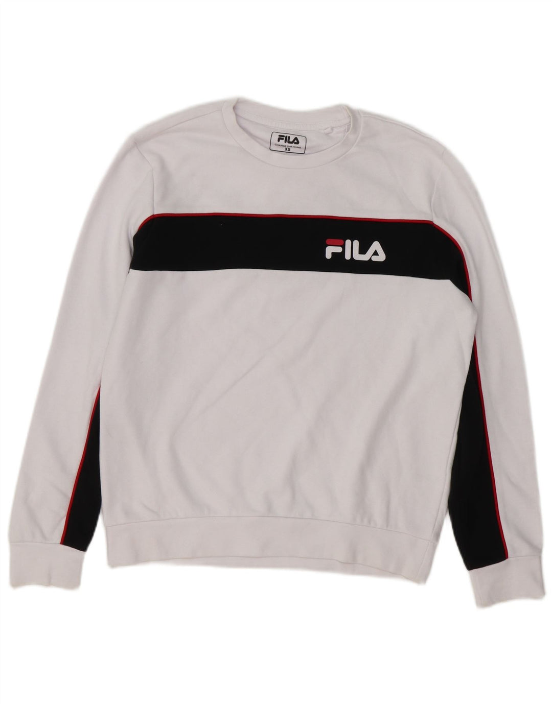 FILA Mens Sweatshirt Jumper XS White Colourblock Cotton
