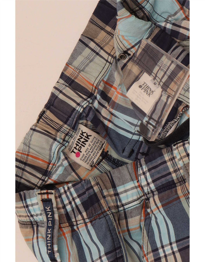 Think Pink muške široke chino hlače srednjeg kroja W30 L29 višebojni karirani