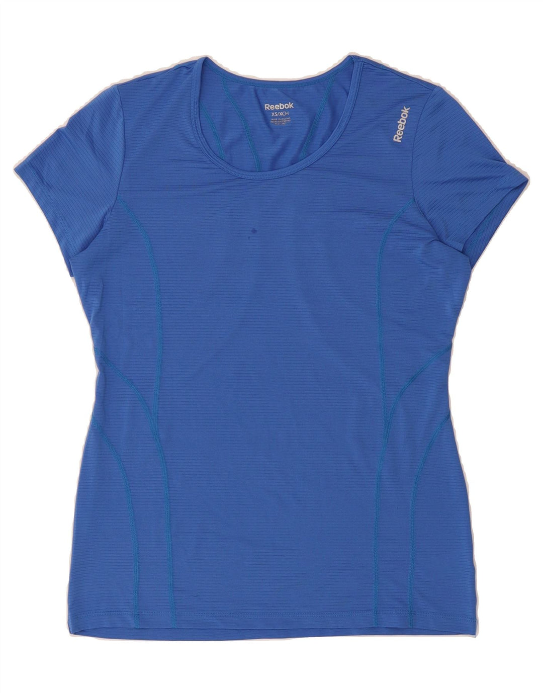 REEBOK Womens T-Shirt Top UK 6 XS Blue Polyester Vintage Reebok and Second-Hand Reebok from Messina Hembry 